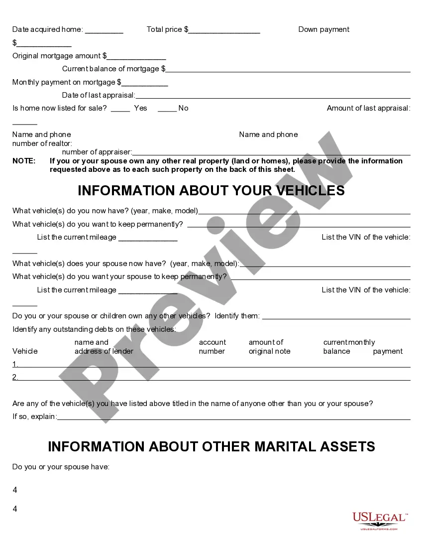 Preview Divorce Information About You