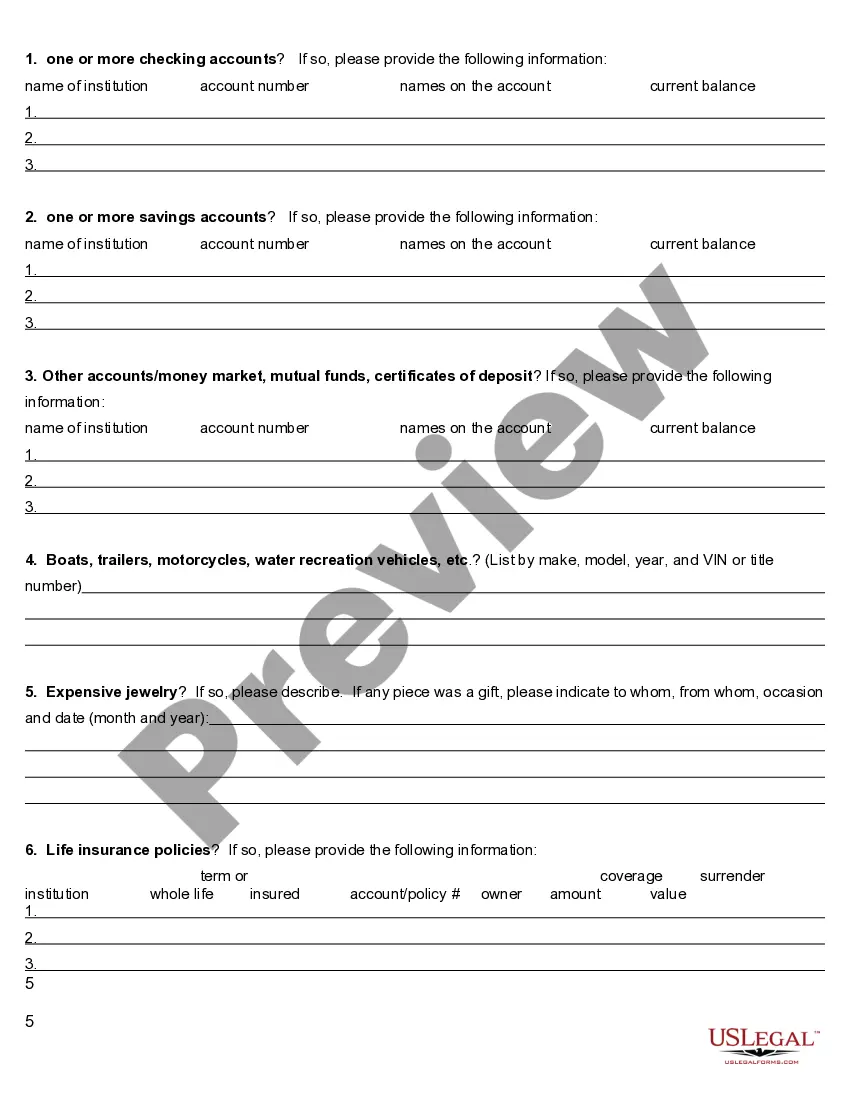 Preview Divorce Information About You