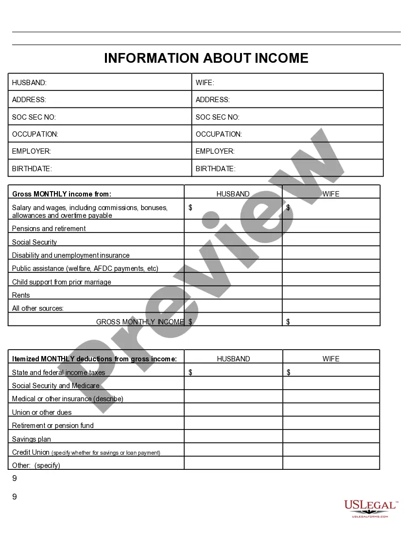 Preview Divorce Information About You