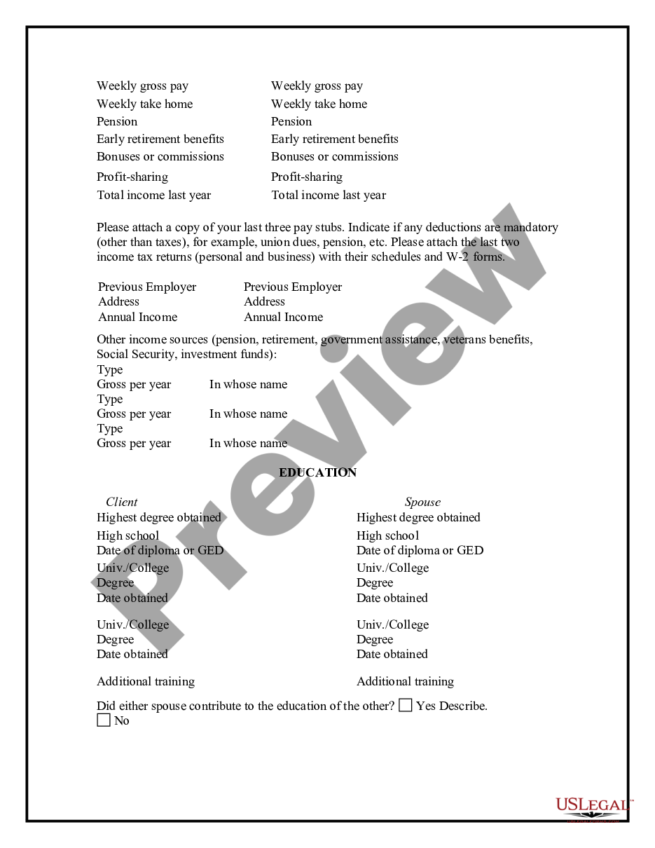 page 4 Divorce Questionnaire preview