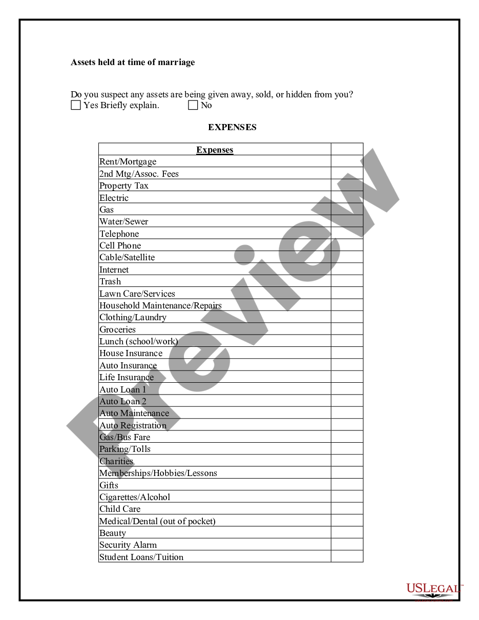 page 8 Divorce Questionnaire preview