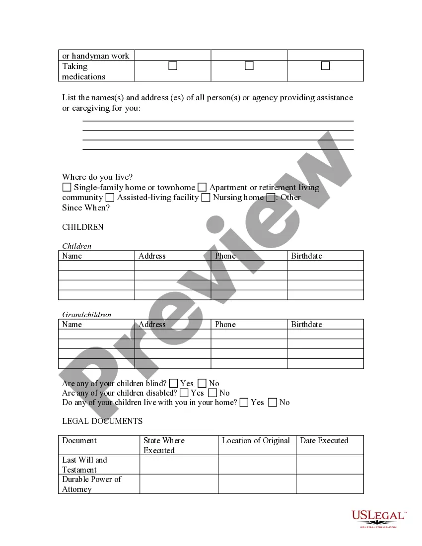 Get Elder Law Questionnaire Preview Elder Law Questionnaire