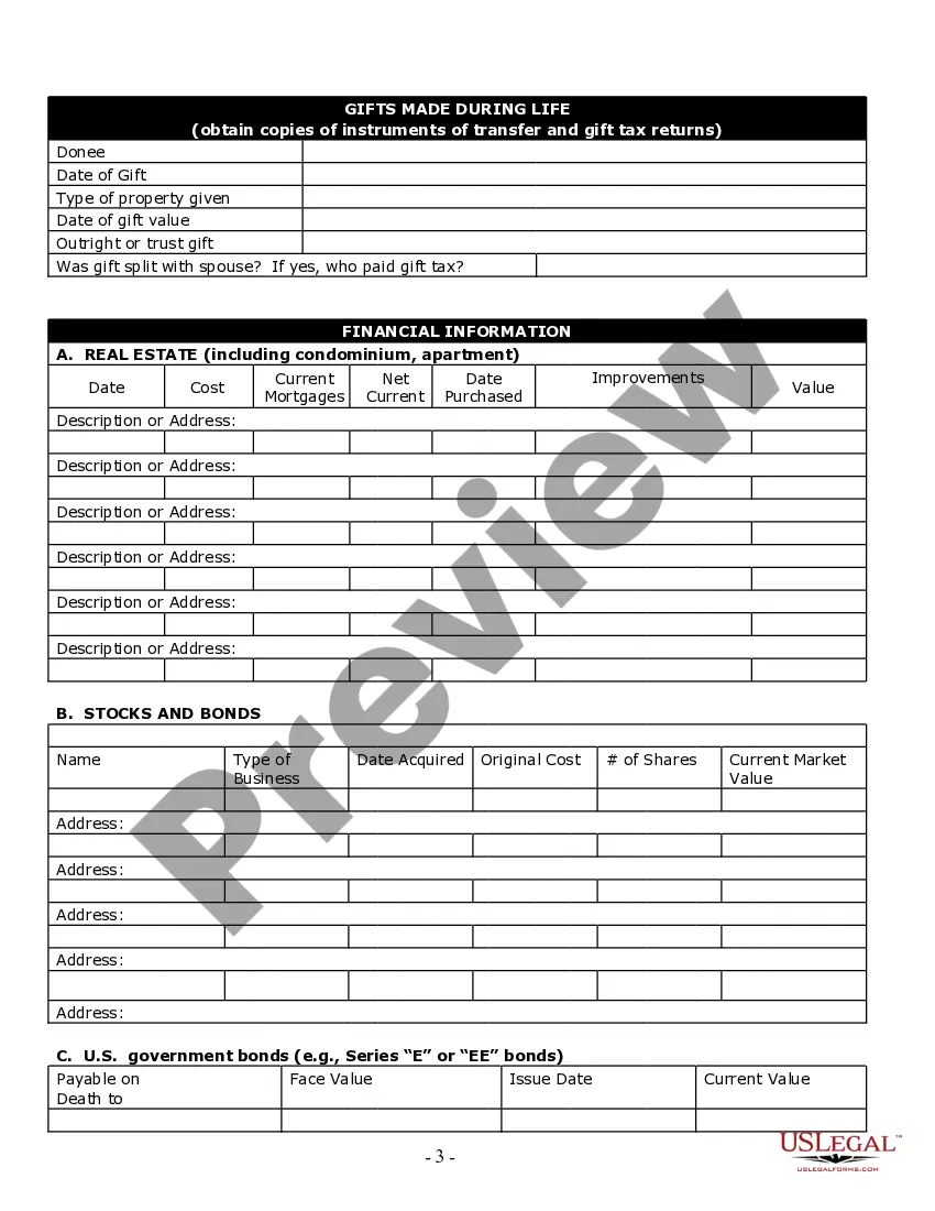 Get Estate Planning Questionnaire Preview Estate Planning Questionnaire
