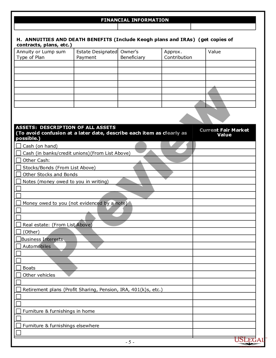 page 4 Estate Planning Questionnaire preview