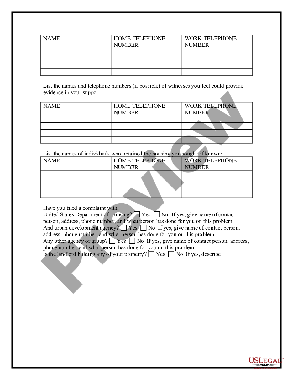page 1 Eviction Questionnaire for Tenants preview
