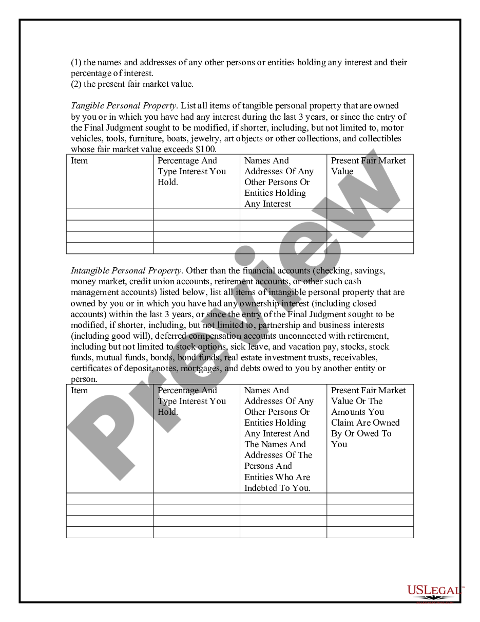 page 2 Family Law - Modification - Contempt Questionnaire preview