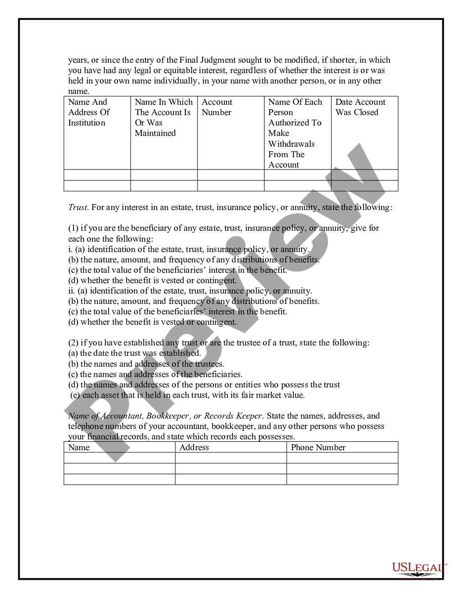 page 4 Family Law - Modification - Contempt Questionnaire preview