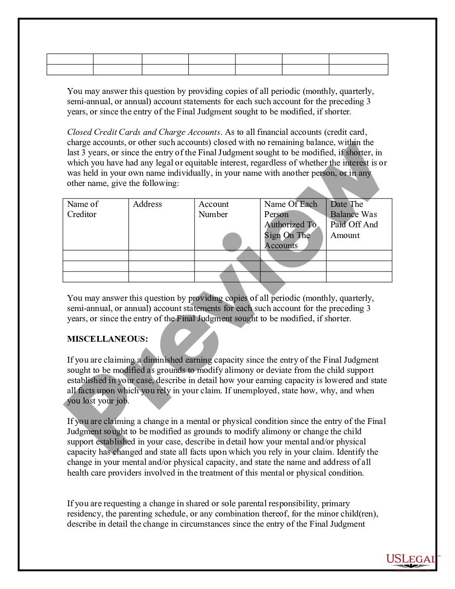 page 6 Family Law - Modification - Contempt Questionnaire preview