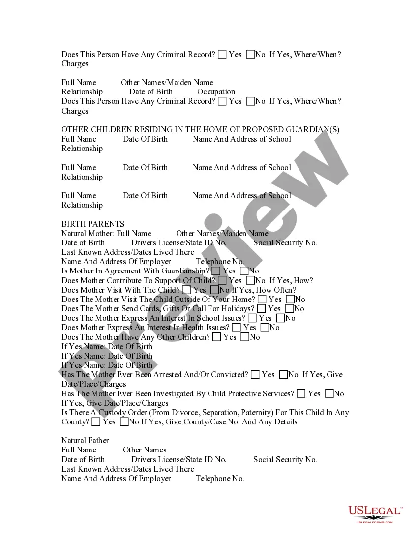Get Guardianship Questionnaire Preview Guardianship Questionnaire