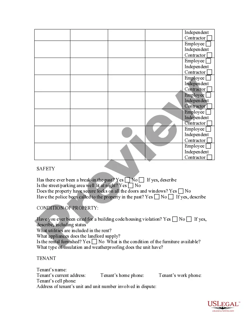 Preview Landlord Tenant Relationship Questionnaire for Landlords