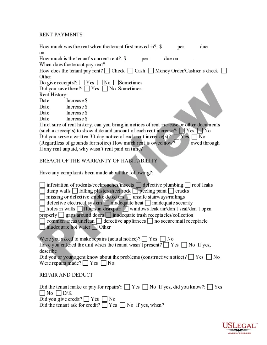 Preview Landlord Tenant Relationship Questionnaire for Landlords