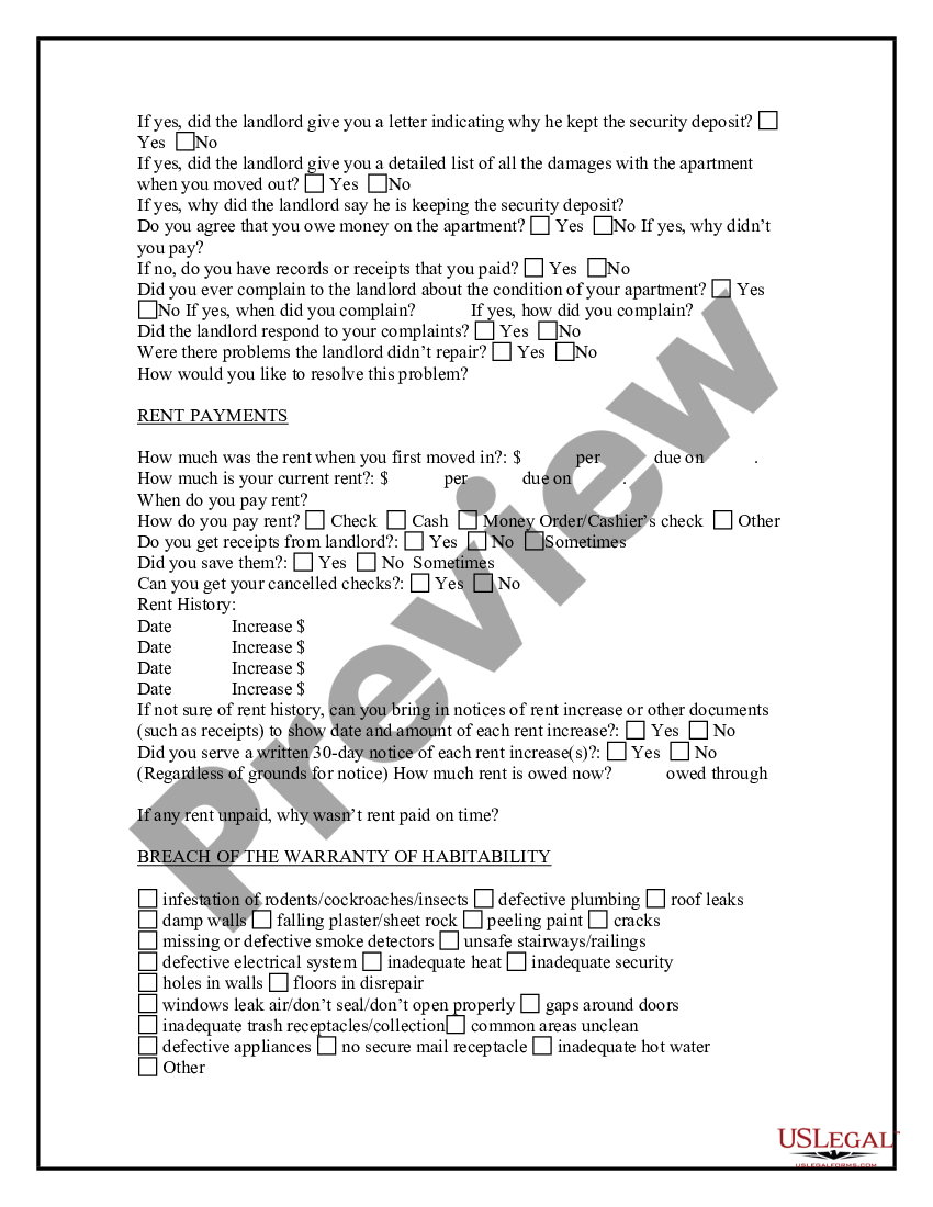 Landlord Tenant Relationship Questionnaire For Tenants Tenant Tenants