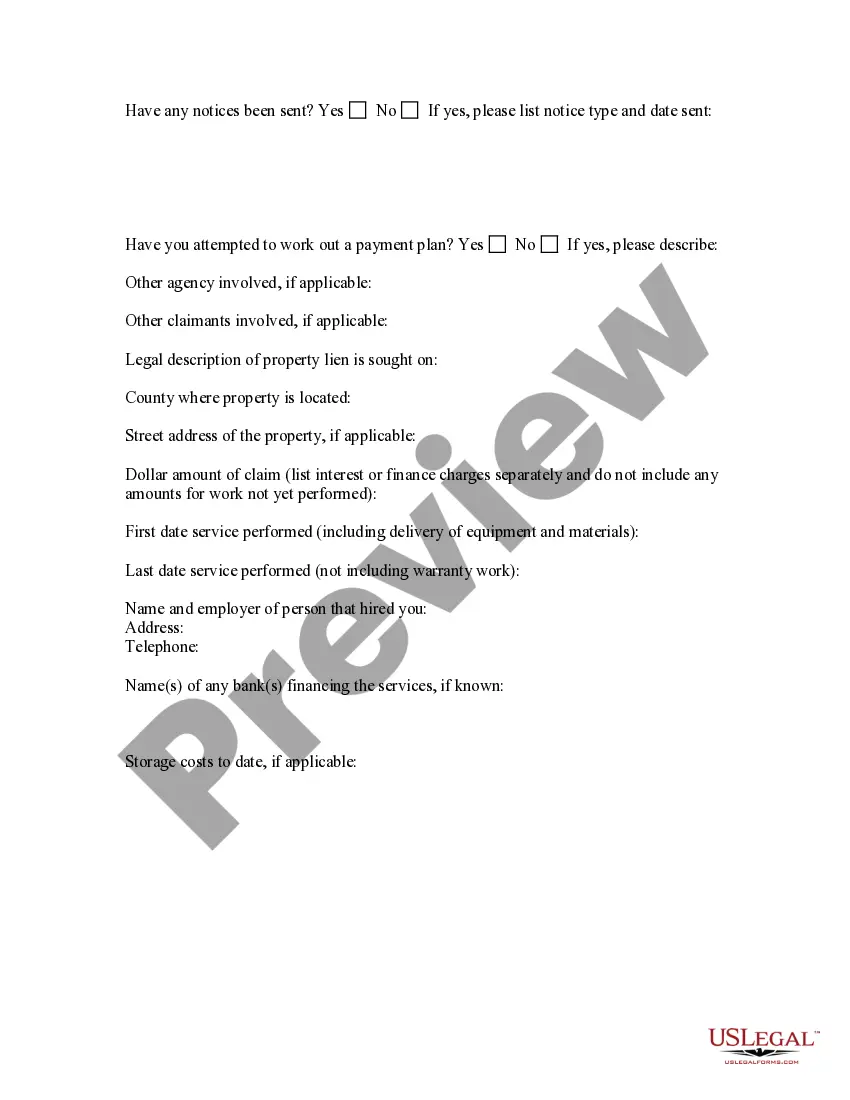 Get General Liens Questionnaire Preview General Liens Questionnaire