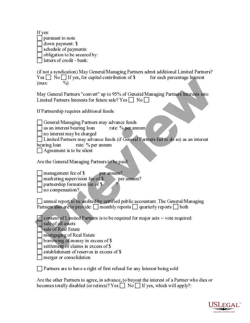 Get Limited Partnership Formation Questionnaire Preview Limited Partnership Formation Questionnaire