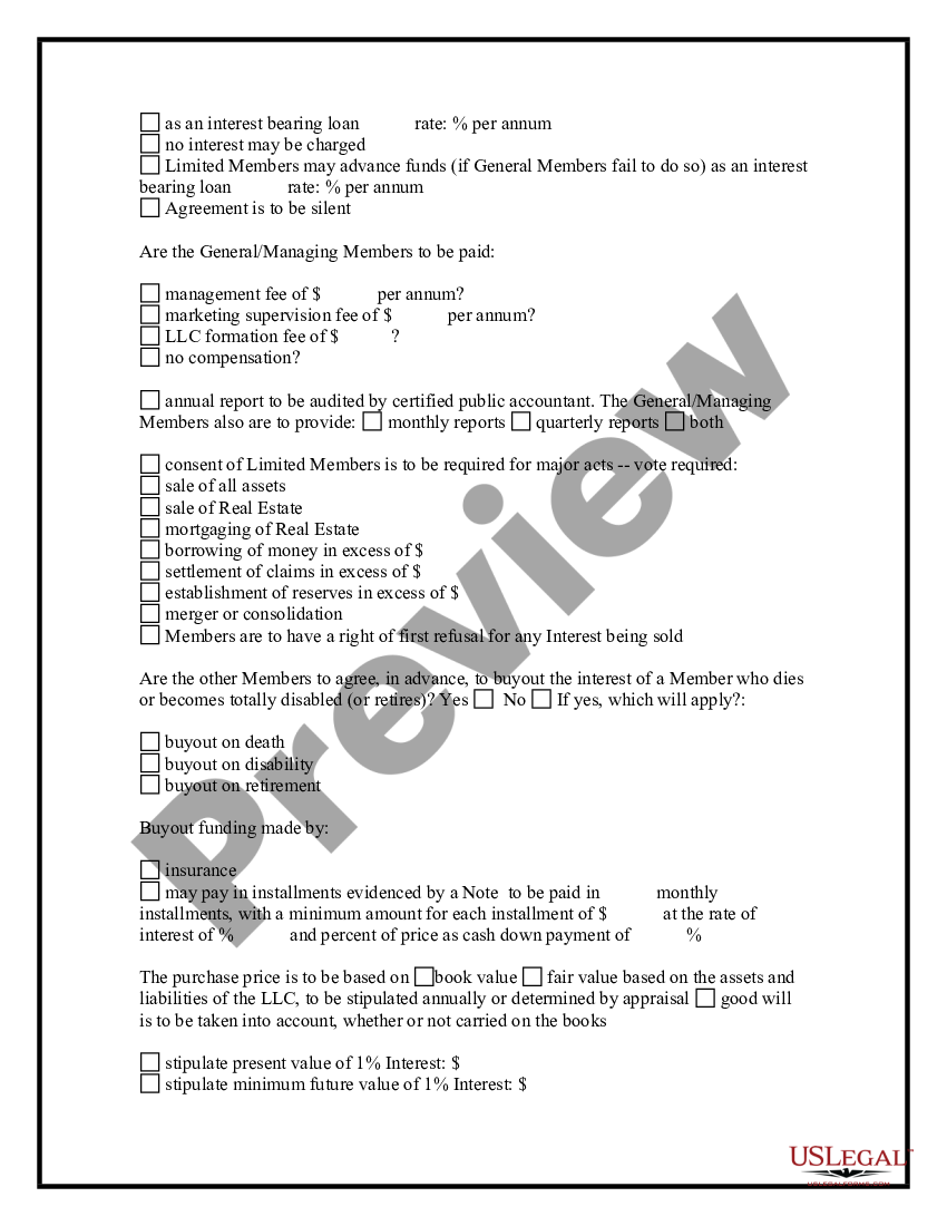 Limited Liability Company Llc Formation Questionnaire Llc Meaning Us Legal Forms