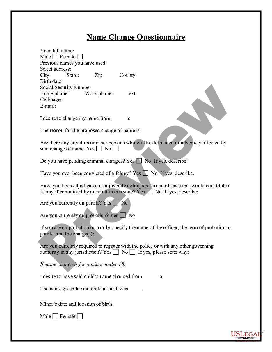 page 0 Name Change Questionnaire preview