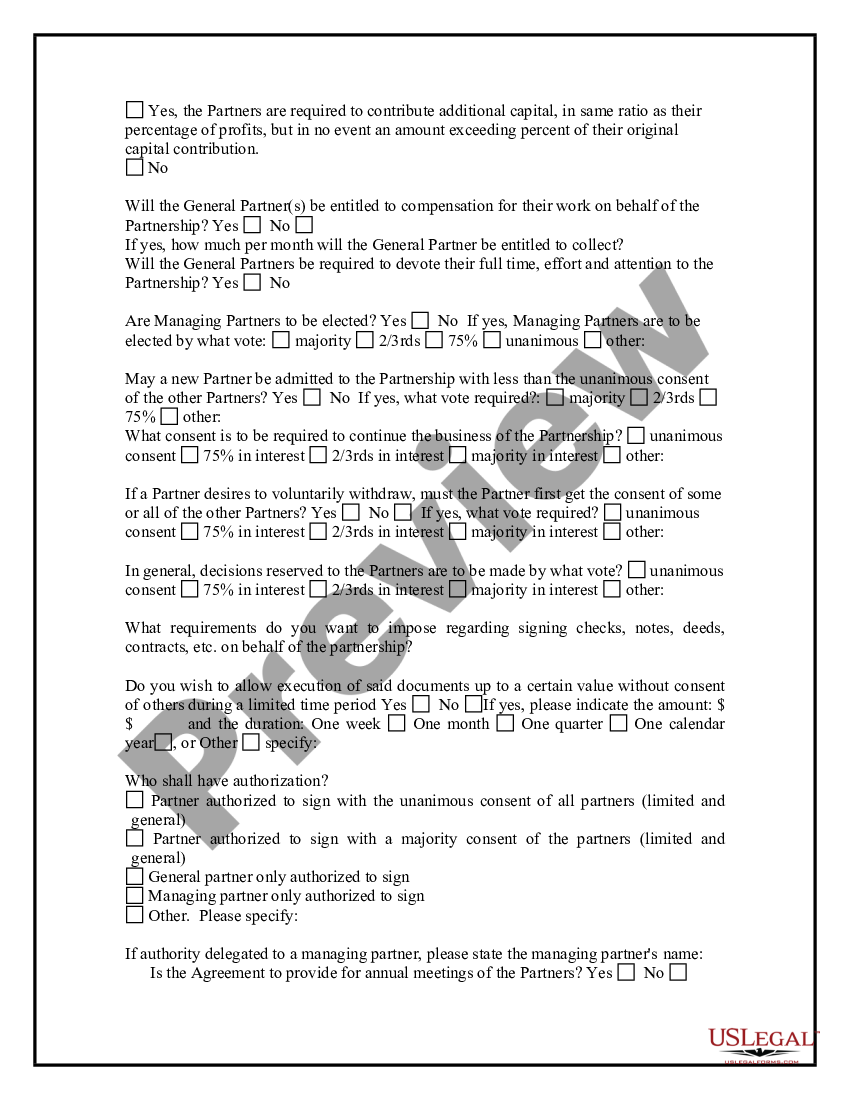 Mississippi Partnership Formation Questionnaire Partnership Formation Us Legal Forms