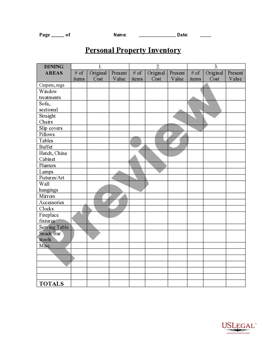 Get Personal Property Inventory Questionnaire Preview Personal Property Inventory Questionnaire