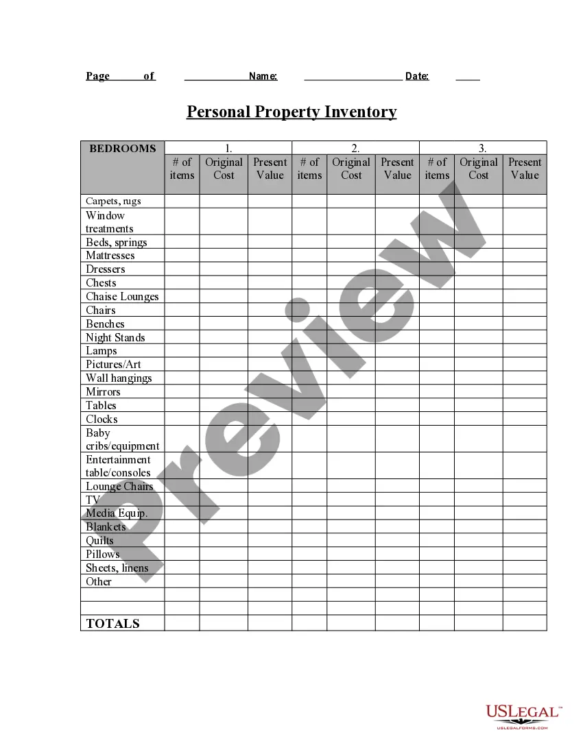 Get Personal Property Inventory Questionnaire Preview Personal Property Inventory Questionnaire