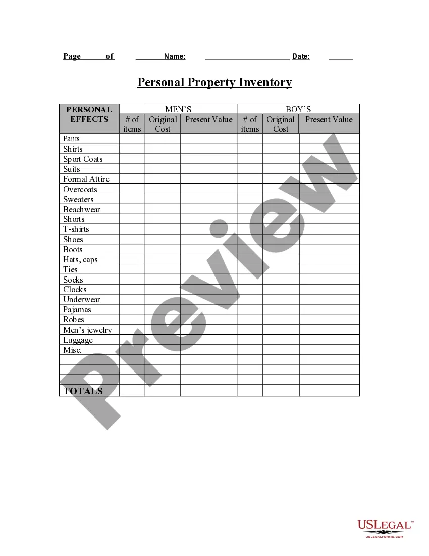 Get Personal Property Inventory Questionnaire Preview Personal Property Inventory Questionnaire