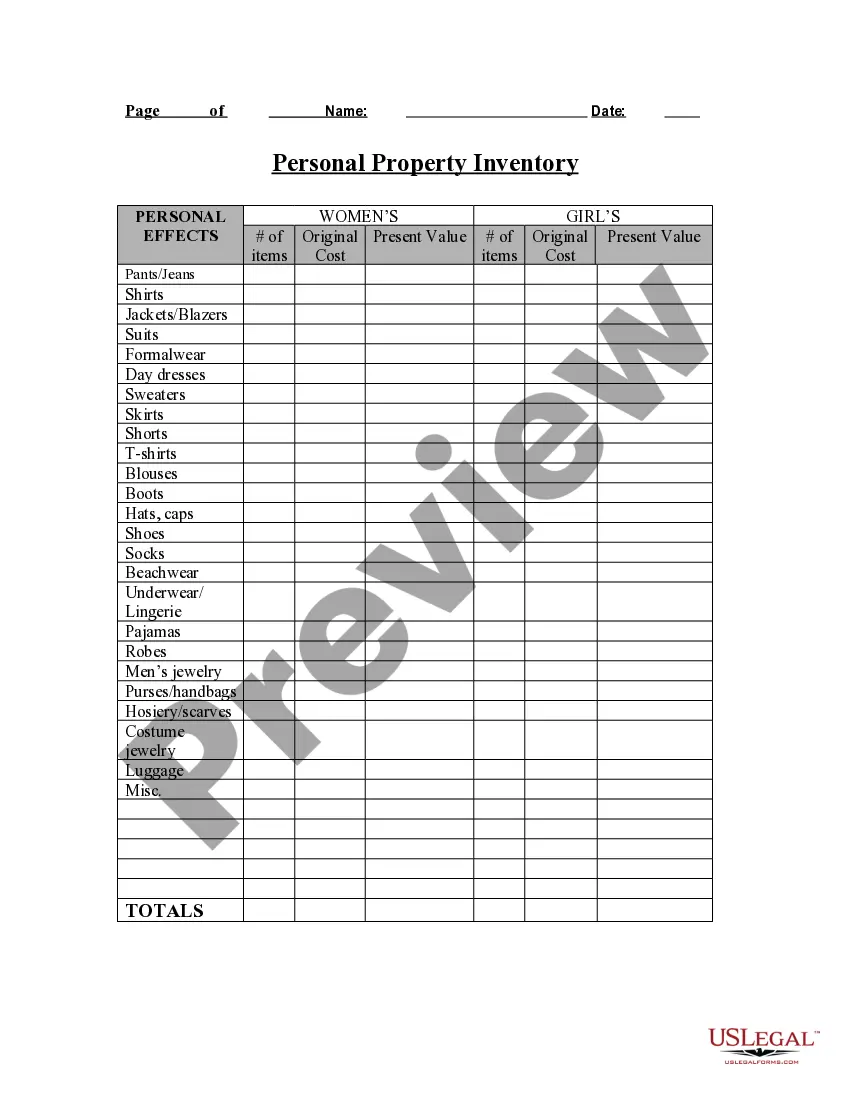 Get Personal Property Inventory Questionnaire Preview Personal Property Inventory Questionnaire