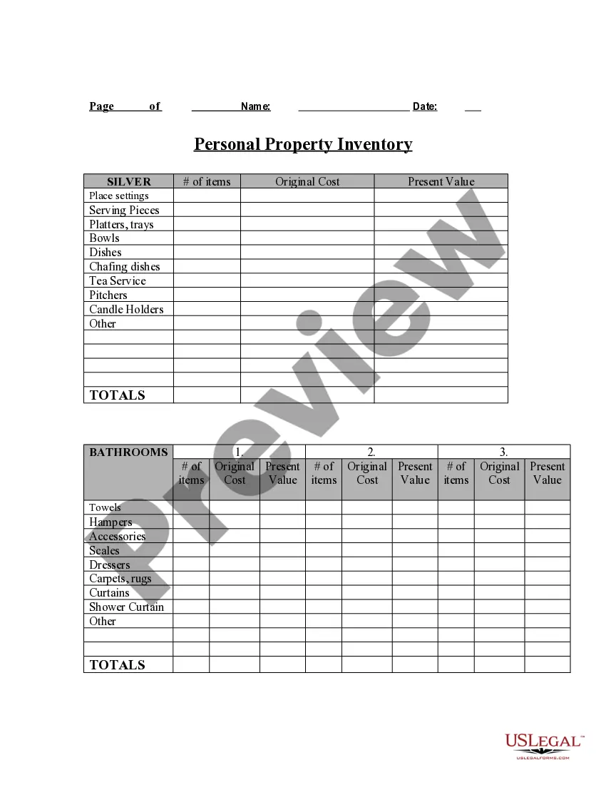 Get Personal Property Inventory Questionnaire Preview Personal Property Inventory Questionnaire