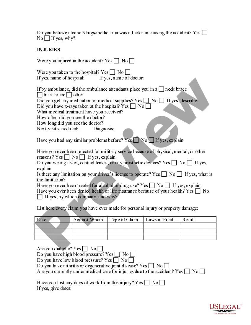 Get Products Liability Questionnaire Preview Products Liability Questionnaire