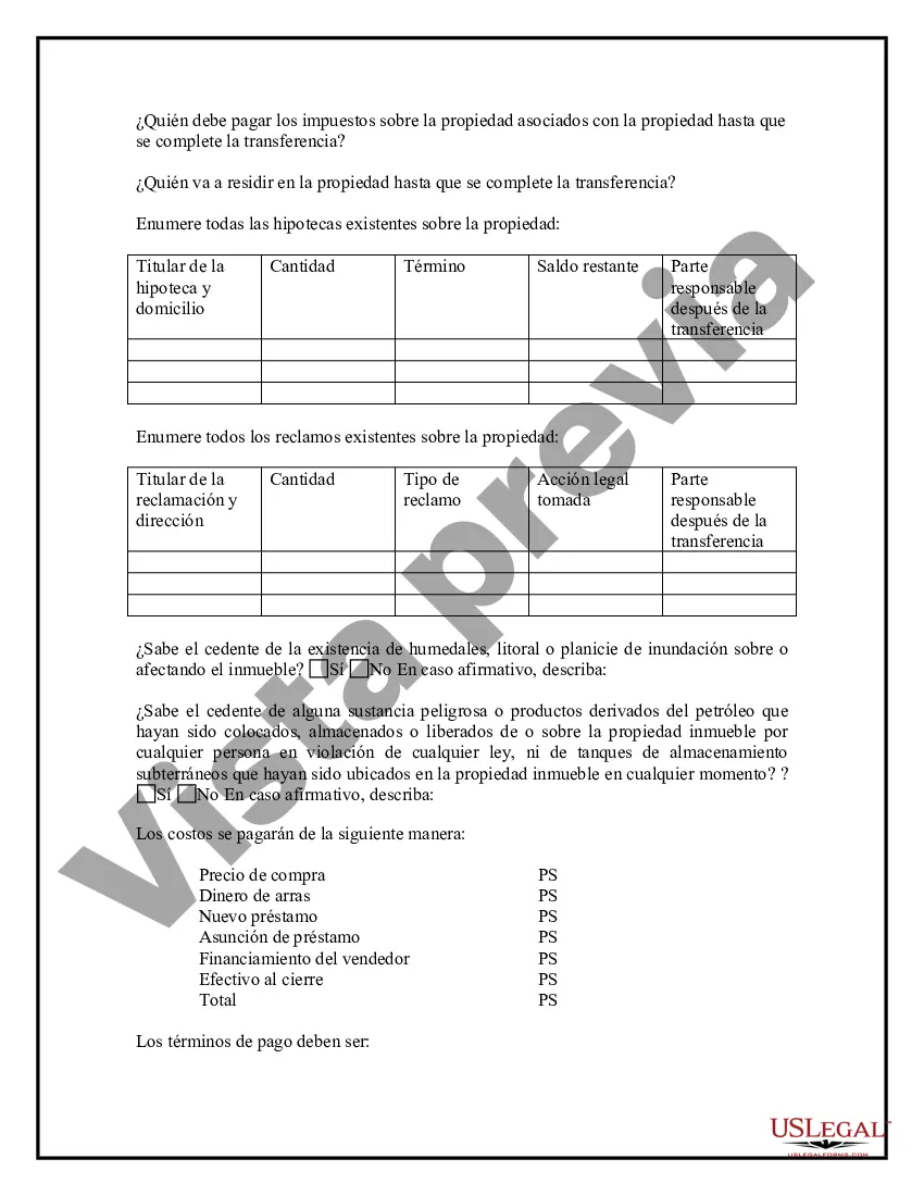 Preview Cuestionario de contrato de escritura