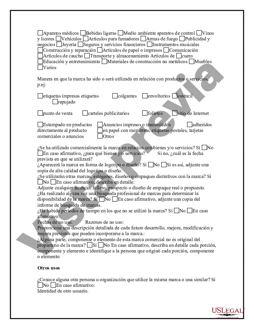 Preview Cuestionario de marcas registradas o marcas de servicio