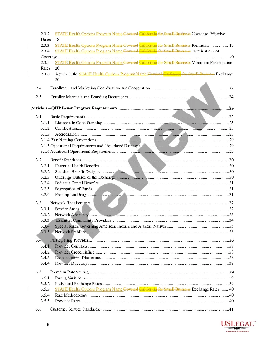 Preview State Qualified Health Plan Issuer Contract - Covered Plan