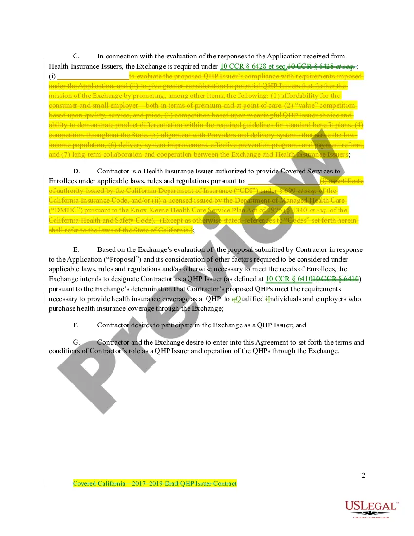 Preview State Qualified Health Plan Issuer Contract - Covered Plan