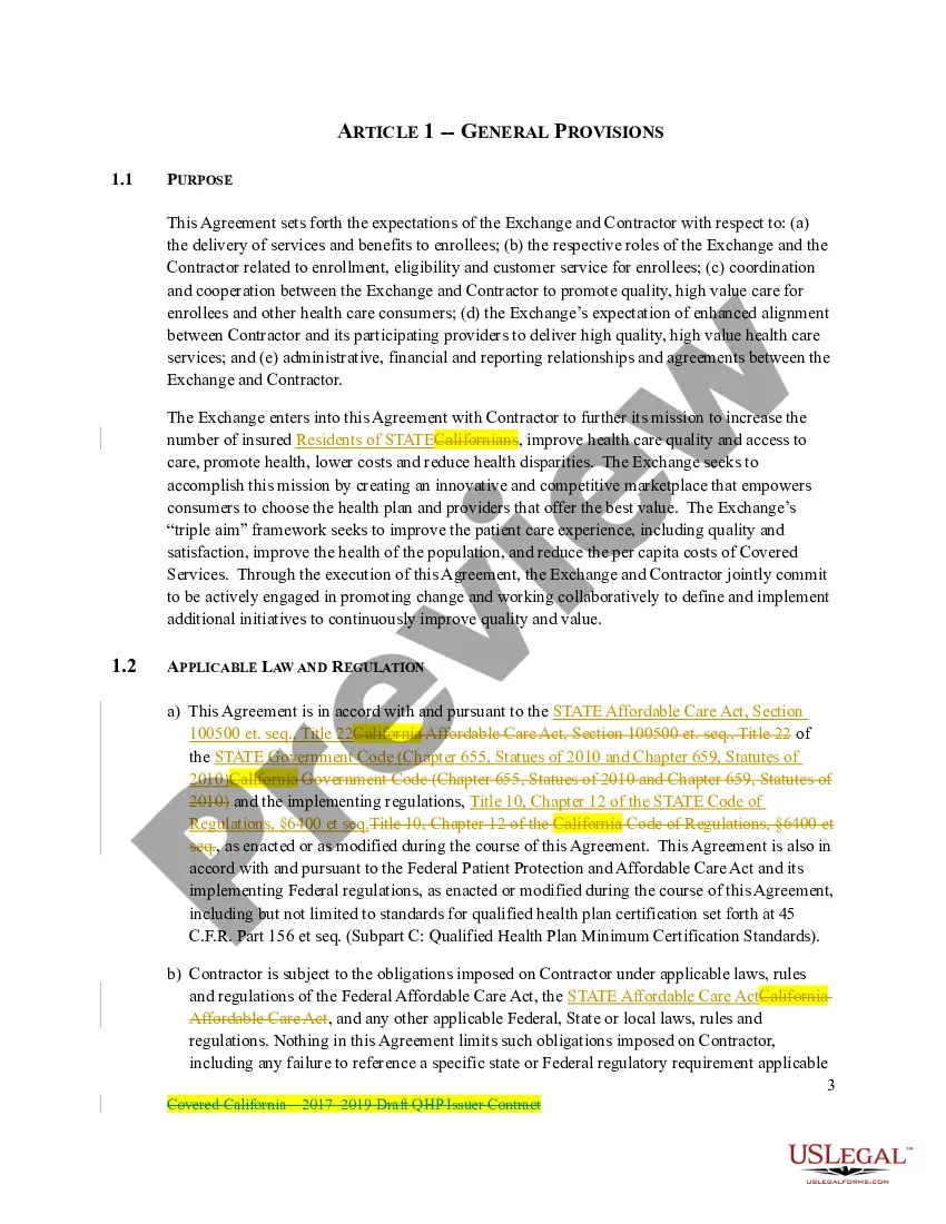 Preview State Qualified Health Plan Issuer Contract - Covered Plan