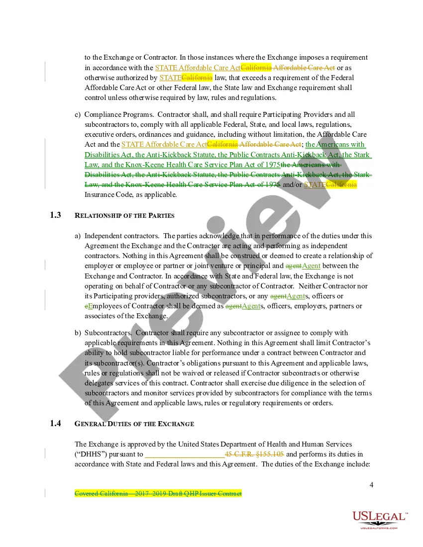 Preview State Qualified Health Plan Issuer Contract - Covered Plan