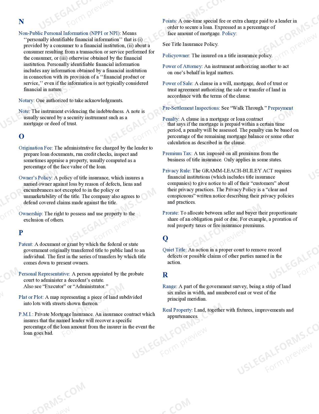 Real Estate Dictionary US Legal Forms