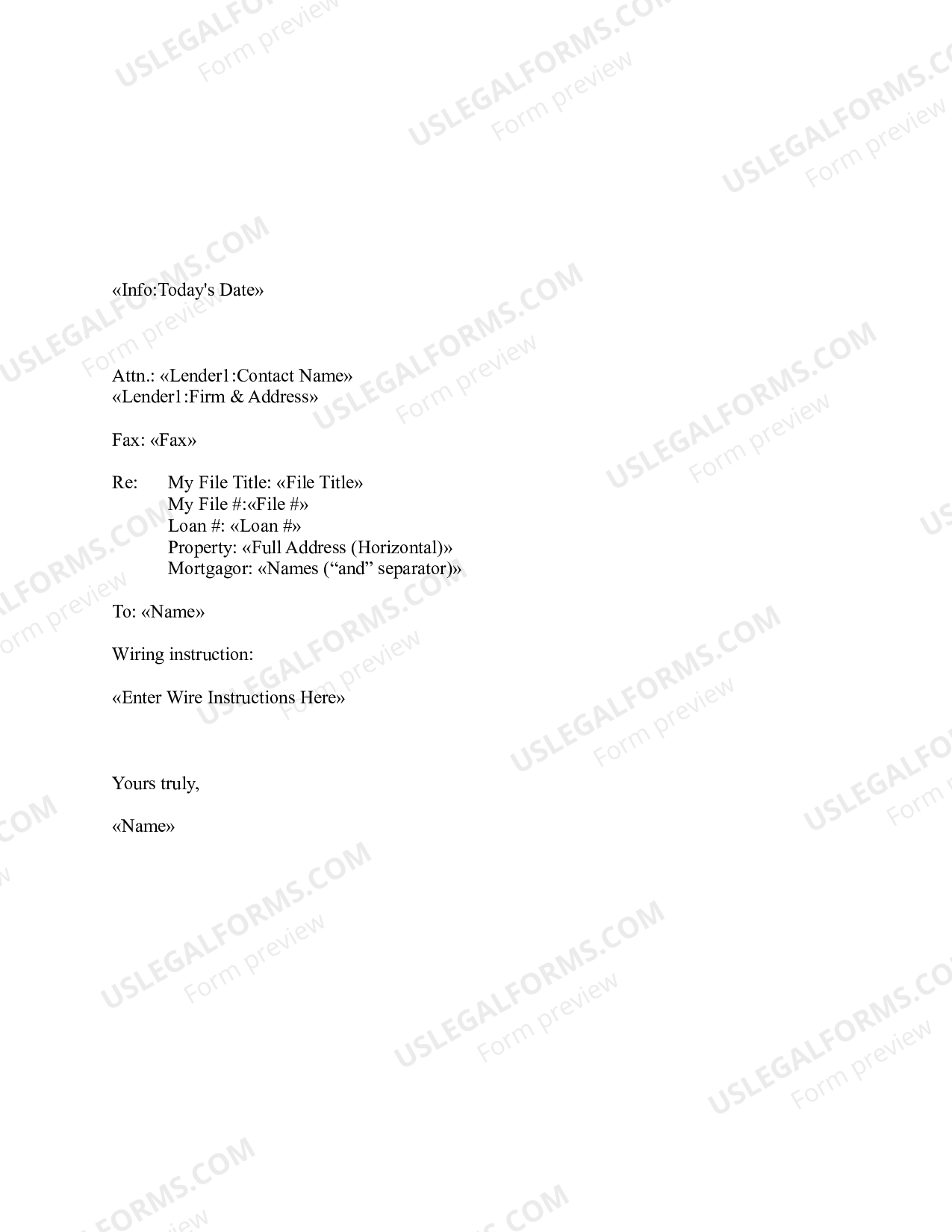 Letter Wire Instructions US Legal Forms