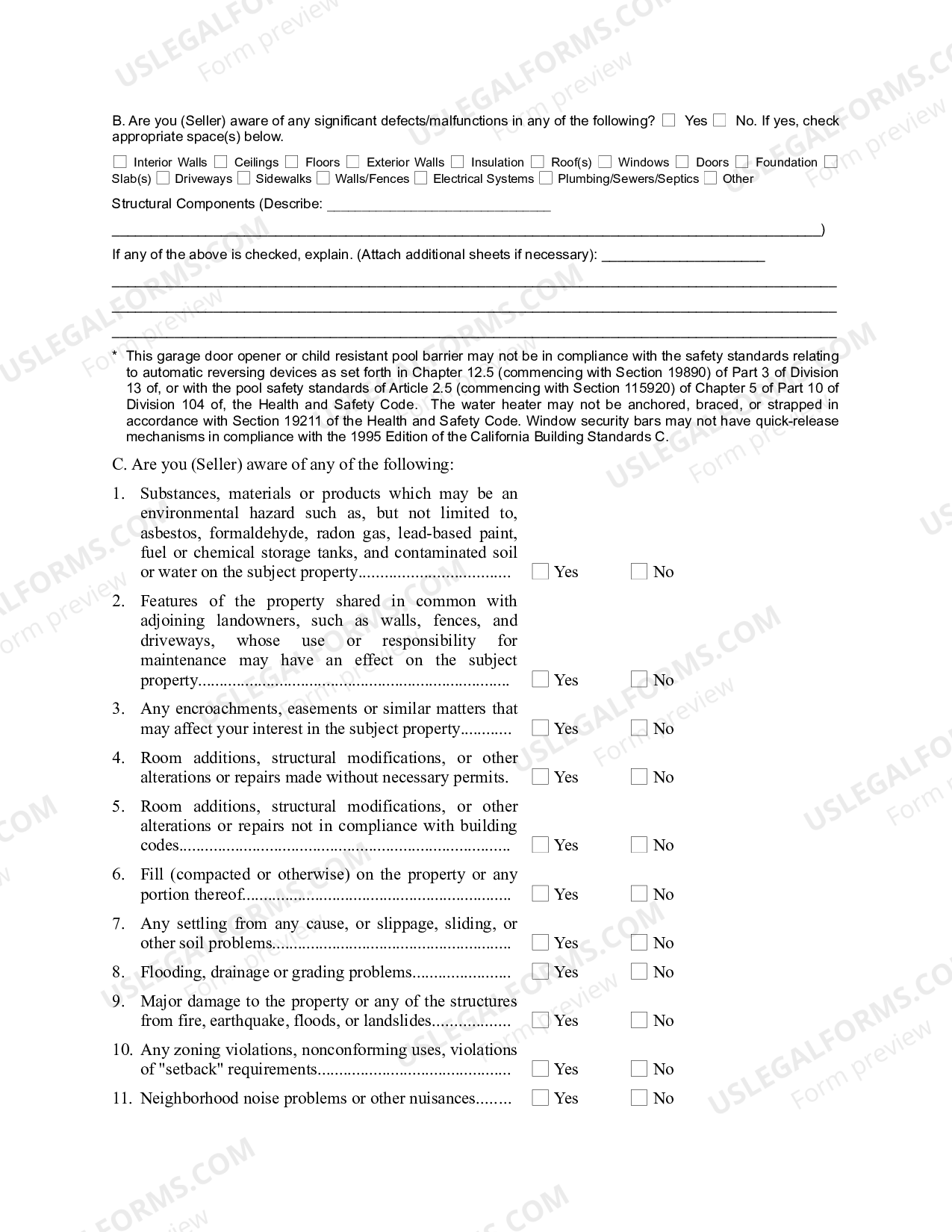Transfer Disclosure Statement Example Real Estate Transfer Disclosure Statement | US Legal Forms