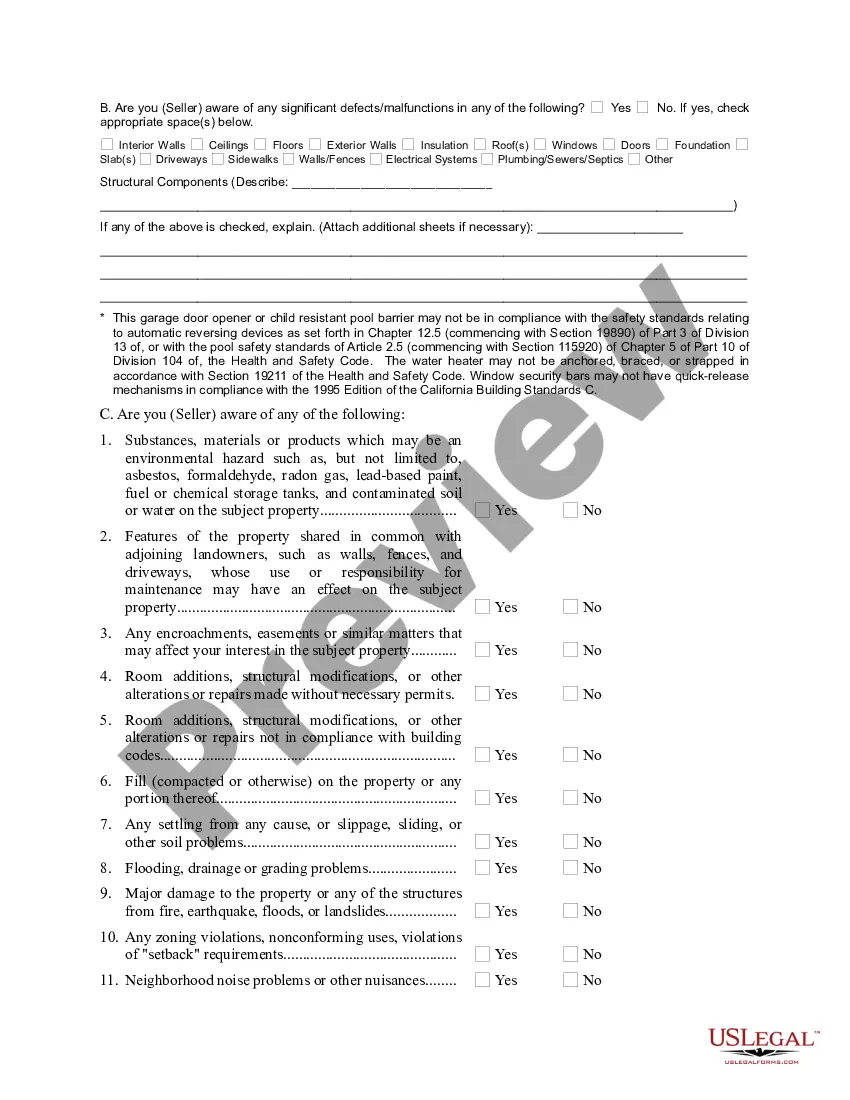 Preview Real Estate Transfer Disclosure Statement