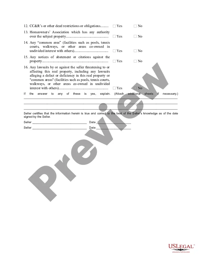Preview Real Estate Transfer Disclosure Statement