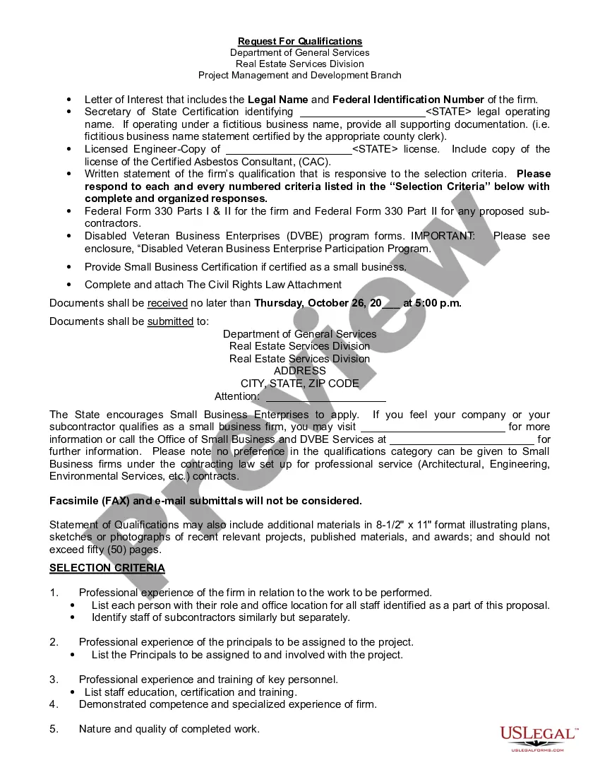 Preview Request for Qualifications