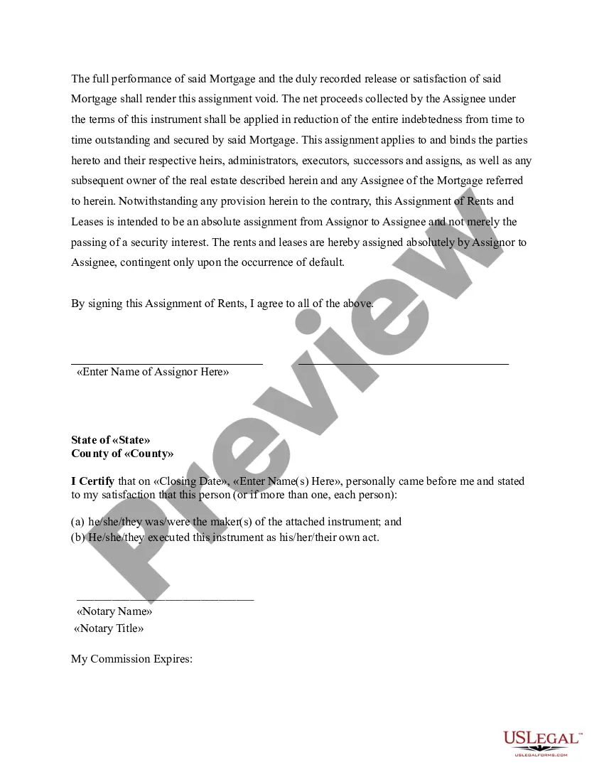 Get Assignment of Rents and Leases Preview Assignment of Rents and Leases