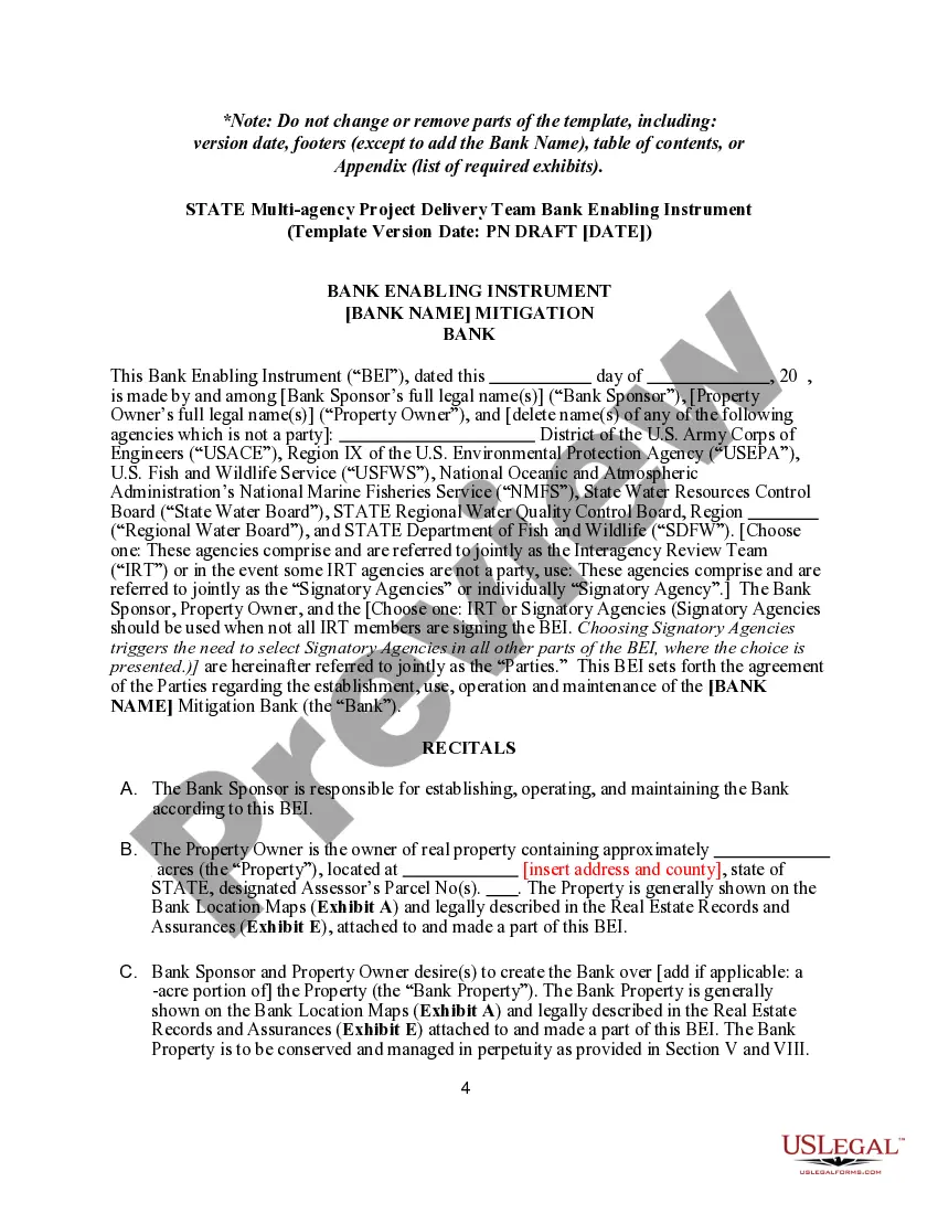 Get Mitigation Bank Enabling Instrument Preview Mitigation Bank Enabling Instrument