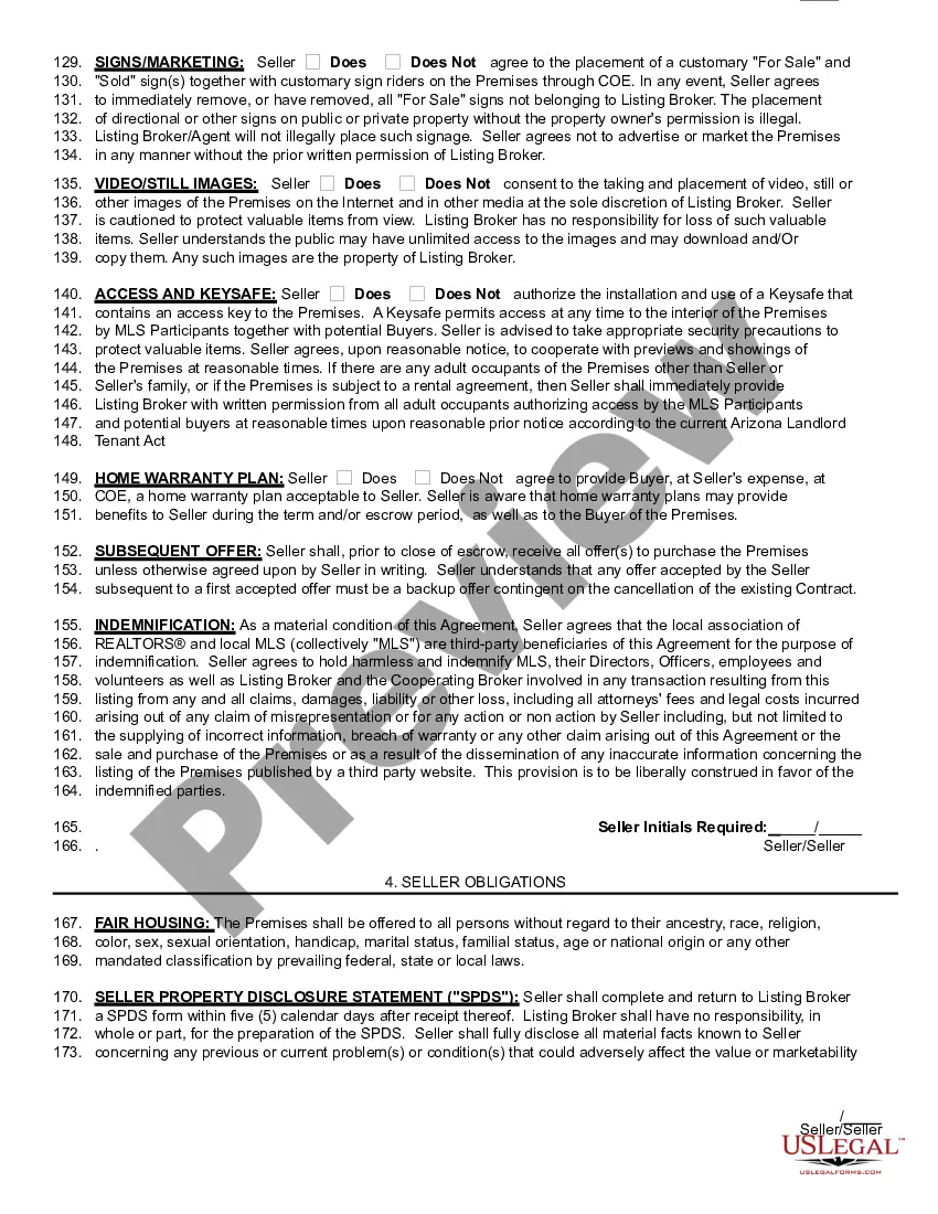 Preview Listing Agreement - Exclusive Right to Sell