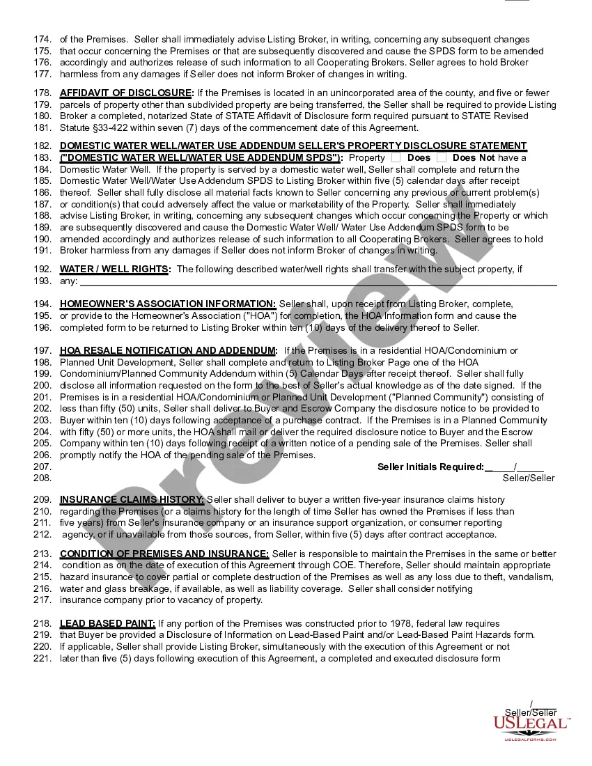 Preview Listing Agreement - Exclusive Right to Sell