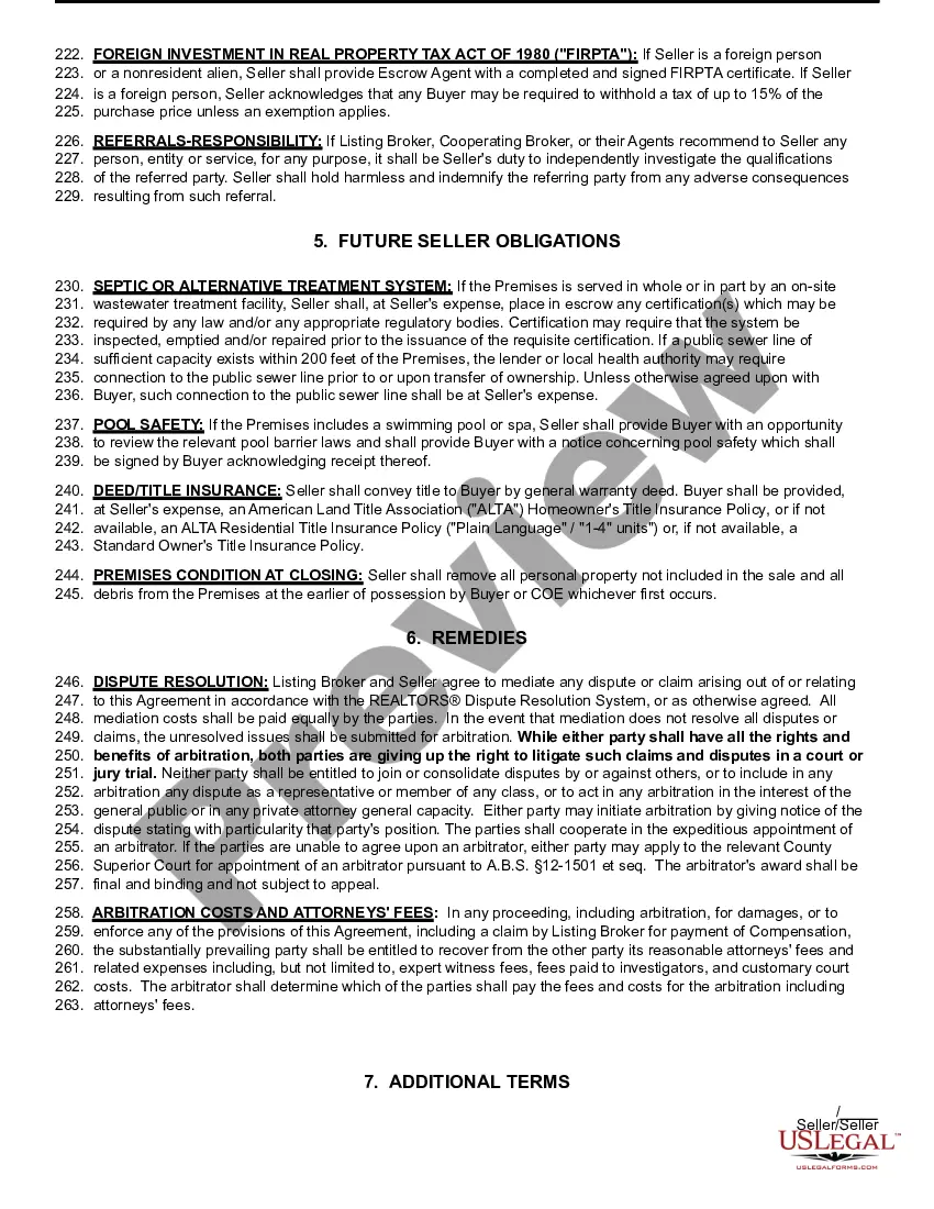 Preview Listing Agreement - Exclusive Right to Sell