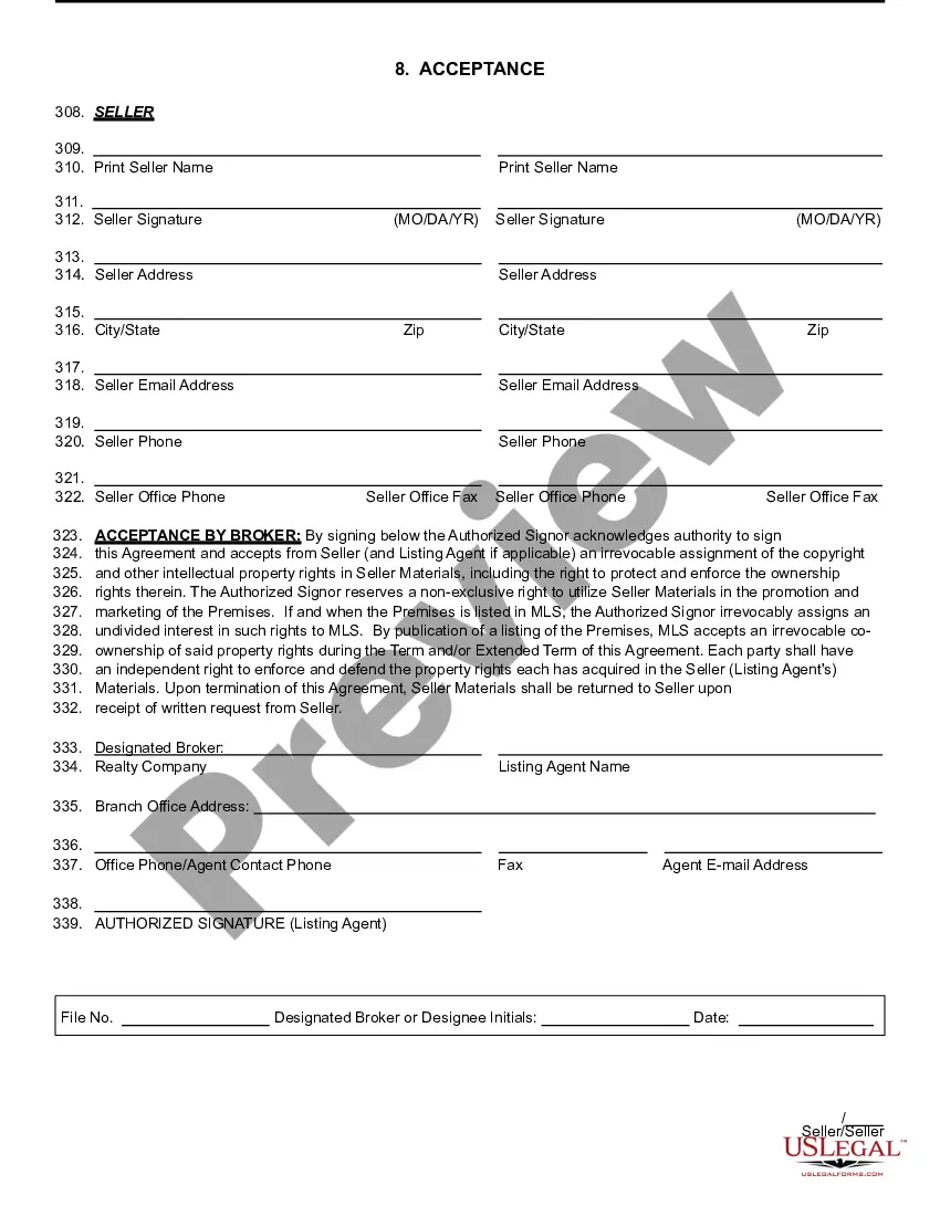 Preview Listing Agreement - Exclusive Right to Sell