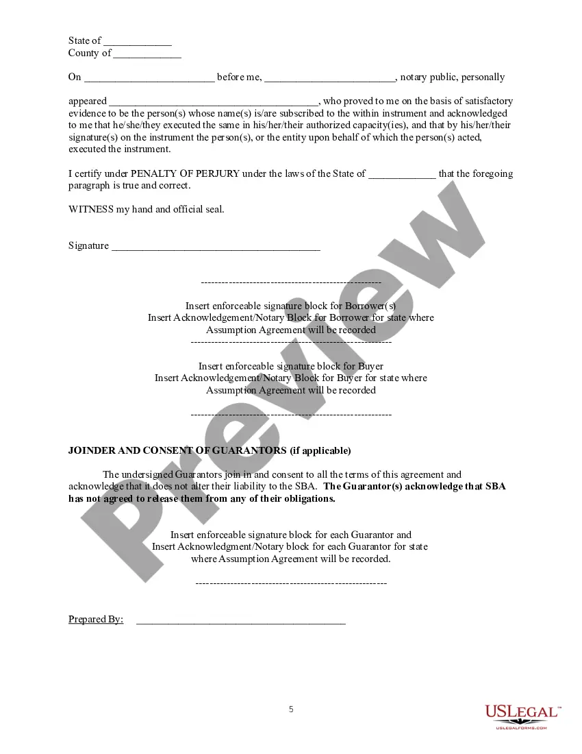 Preview Real Estate Assumption Agreement