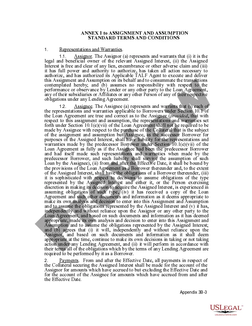 Preview Form of Assignment and Assumption - Assumption by Borrower