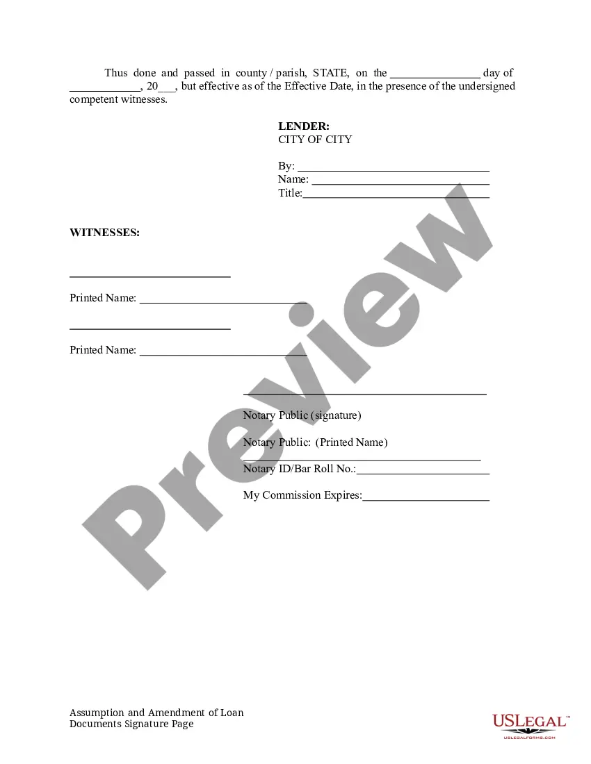 Get Assumption and Amendment of Loan Documents Preview Assumption and Amendment of Loan Documents