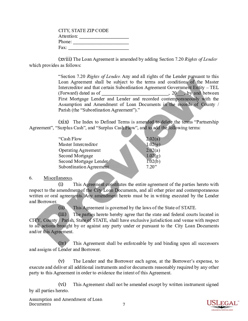 Get Assumption and Amendment of Loan Documents Preview Assumption and Amendment of Loan Documents