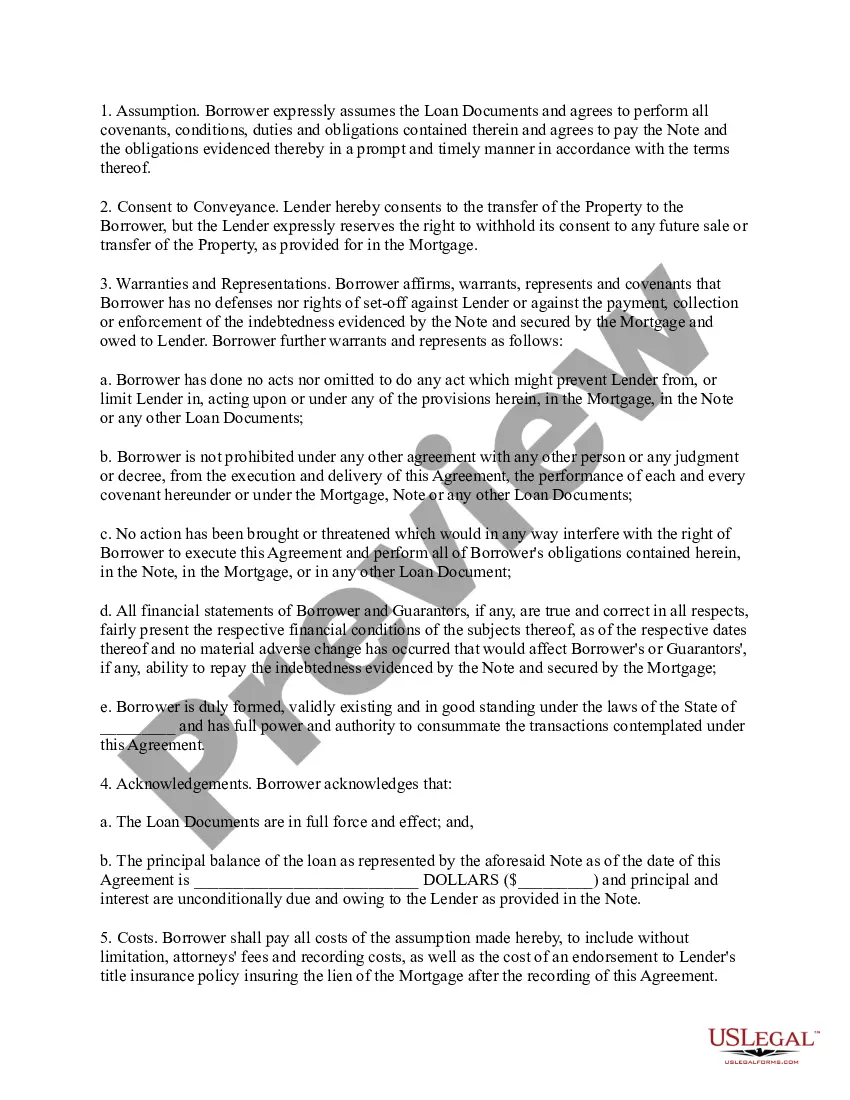 Preview Mortgage Assumption Agreement